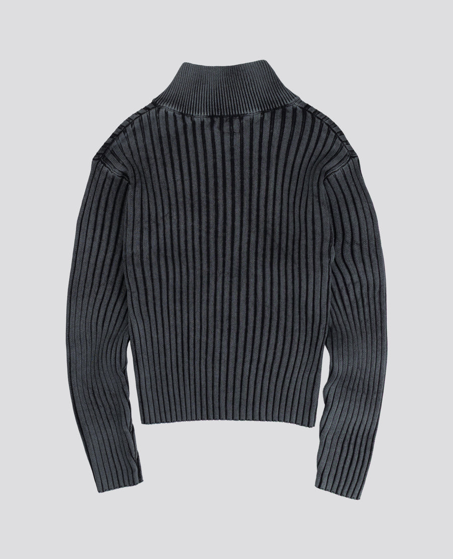 BLACK FITTED RIBBED KNITWEAR