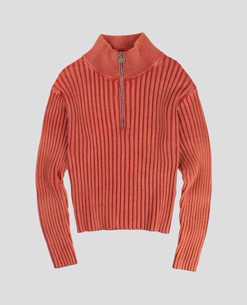 RED FITTED RIBBED KNITWEAR