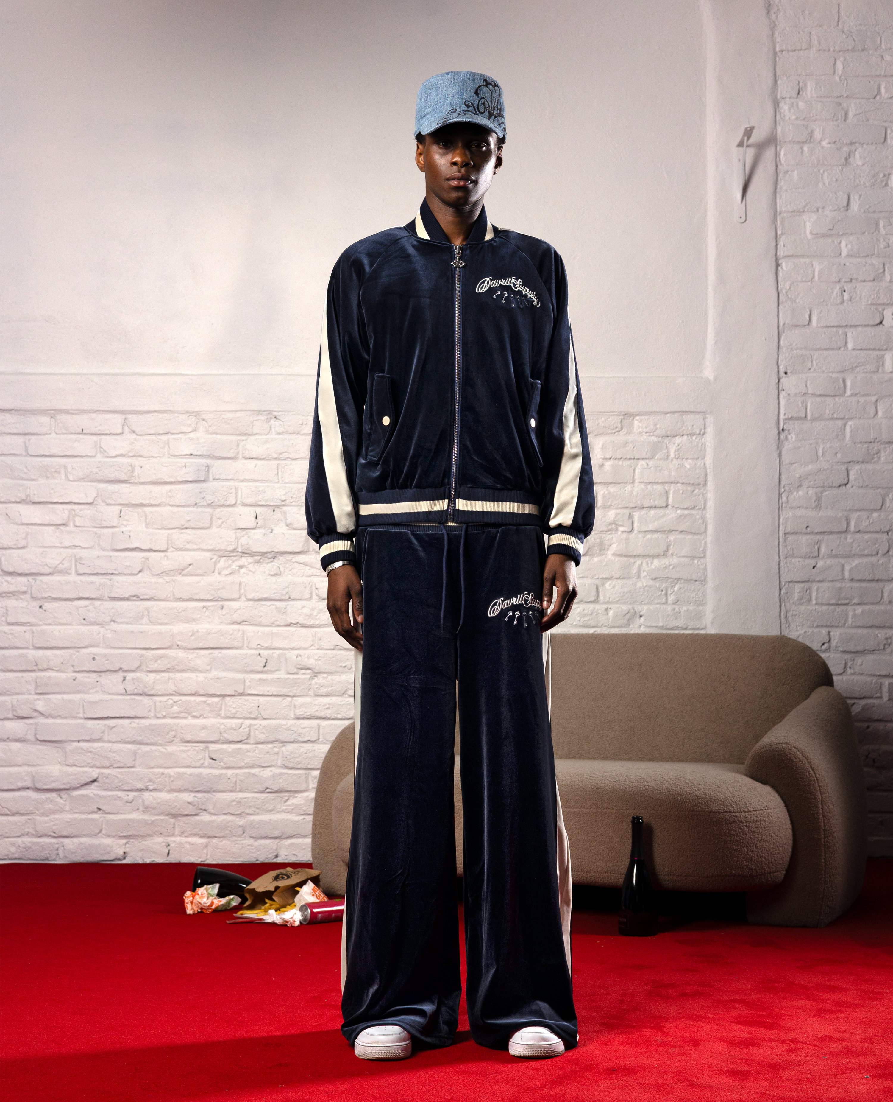 PALACEBLUE VELVET JOGGERS