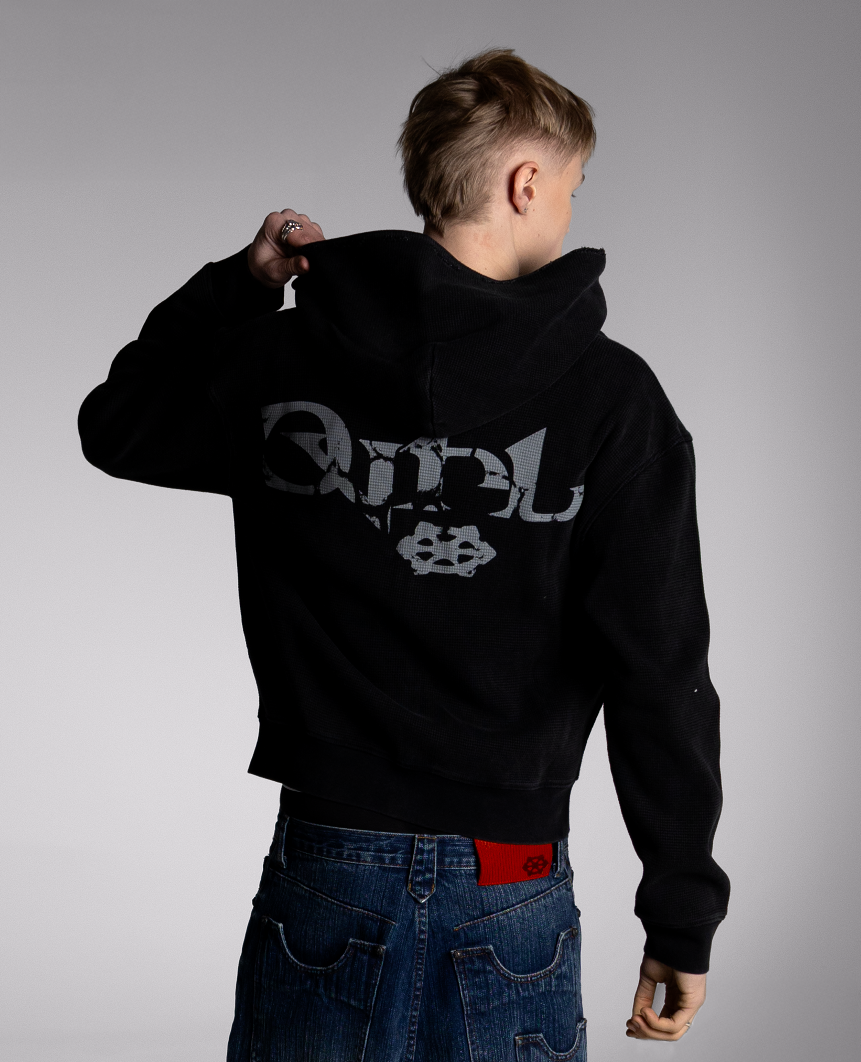 BRUTALIST BLACK WAFFLE ZIP