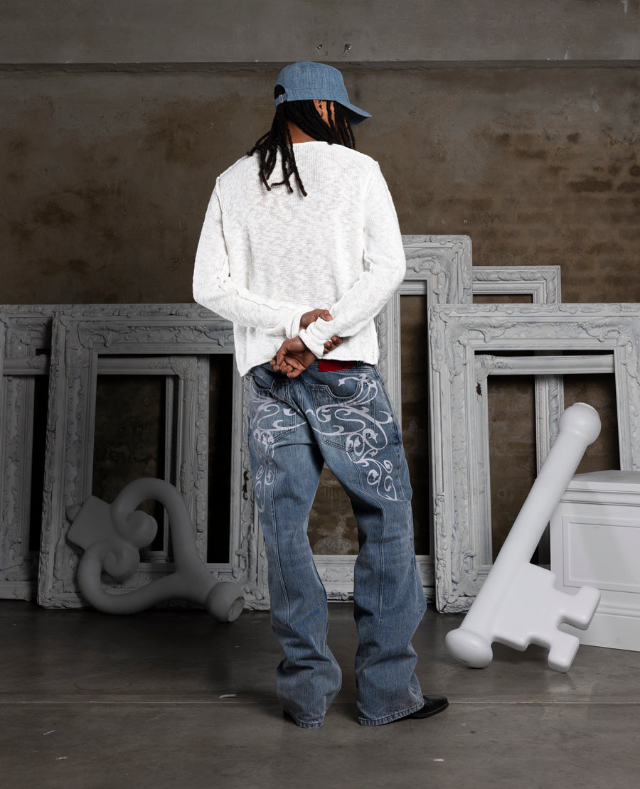 MESH COTTON LONGSLEEVE BUTTON UP