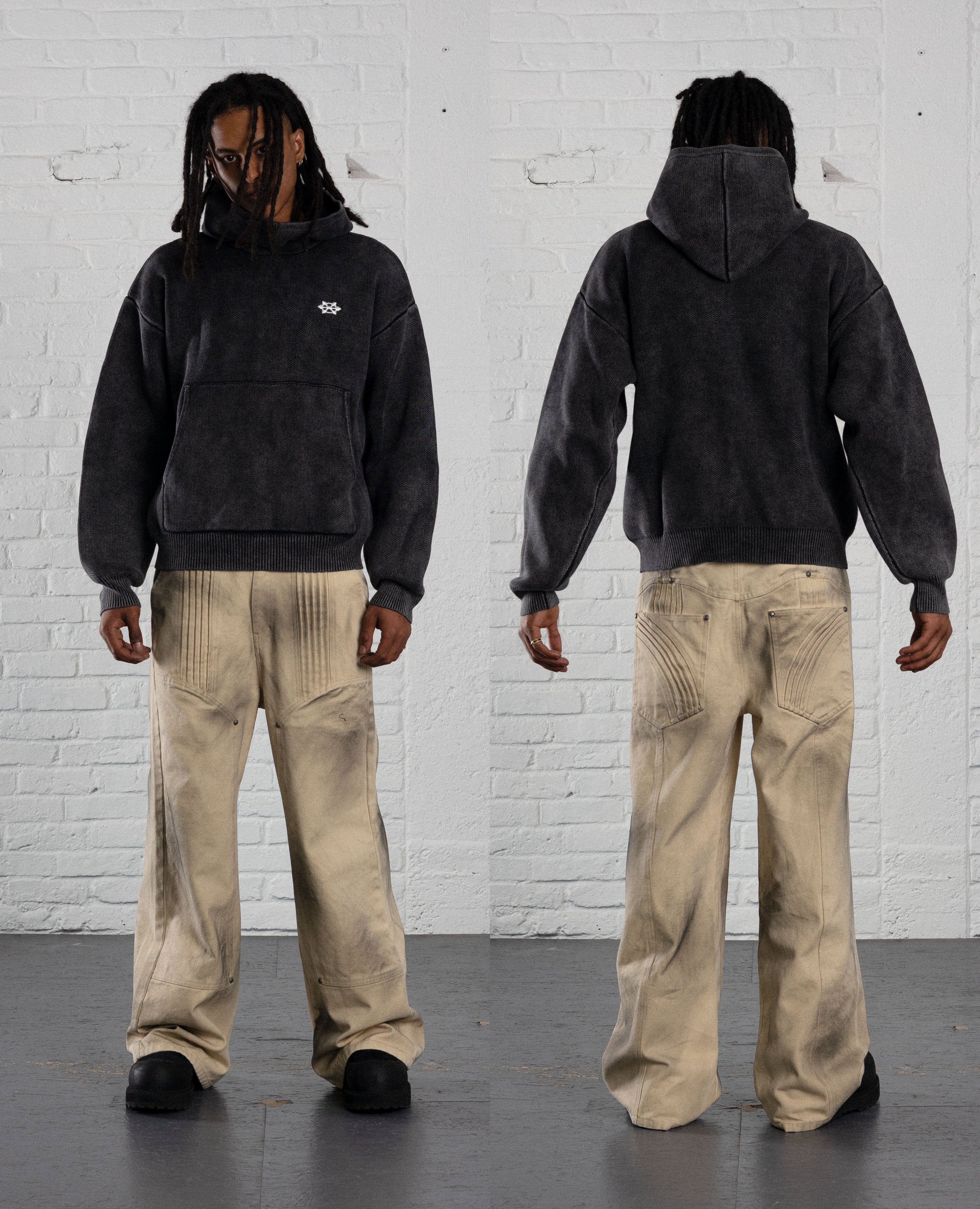 GREY HOODED KNIT